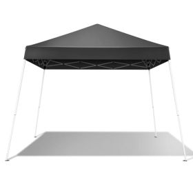 8x8ft Pop-Up Canopy Tent, Outdoor Tent Canopy Foldable Portable Canopies For Camping, Patio, Easy Up Gazebo Canopy With Carry Bag Slant Legs, Dark Gre
