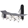 Folding Camping Cots for Adults with Carry Bags, Side Pockets, Outdoor Portable Sleeping Bed for Travel Camp Vocation, Grey