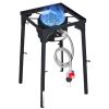 Single Burner Outdoor Propane Gas Stove, 100,000 BTU Propane LPG Gas Camping Stove, Heavy Duty Carbon Steel Outdoor Cooker