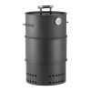 Charcoal Smoker Grill, 18.5" Barrel Charcoal BBQ Smoker, Coated Steel Outdoor Barbecue Grill with 2 Grilling Grates, 1 Hanging Rod