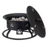 Propane Fire Pit, 24-Inch Diameter Outdoor Portable Gas Fire Pit with Cover & Lava Rocks, Adjustable Flame Height Camping Firepit for Heating