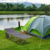 Folding Camping Cots for Adults with Carry Bags, Side Pockets, Outdoor Portable Sleeping Bed for Travel Camp Vocation, Grey