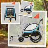 3-in-1 Bike Trailer for Kids, Running Stroller with 2 Seats, Jogging Cart with 5-Point Harness, Storage Units, Blue