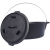 Pre-Seasoned Cast Iron Dutch Oven With Skillet Lid, Outdoor Camping Deep Pot for Camping Fireplace Cooking BBQ Baking Campfire, With Iron Pot Rack