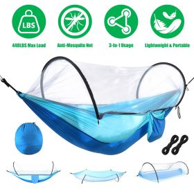 3-in-1 Camping Hammock with Automatic Pop-Up Mosquito Net, Lightweight 70D Nylon Portable Hammock Supports 440lbs (Title: default title)