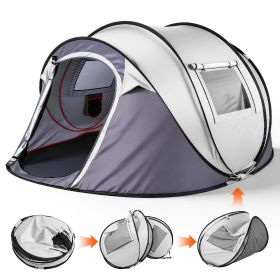 4 Person Pop Up Tent for Camping, Waterproof Instant Family Tent with Front Awning, Automatic Tent Throw Pop Up Instant Flip Pop Tent for Camping (Title: default title)