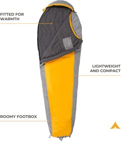 20F and 5F Degree Sleeping Bag; Lightweight, Warm Weather Mummy Sleeping Bags for Adults and Kids, Camping, Backpacking, Hiking (Color: Orange)