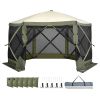 Pop Up Gazebo Tent, Pop-Up Screen Tent 6 Sided Canopy Sun Shelter with 6 Removable Privacy Wind Cloths & Mesh Windows