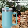 40oz large capacity tumbler, With Handle And Straw Lid