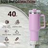 40oz large capacity tumbler, With Handle And Straw Lid